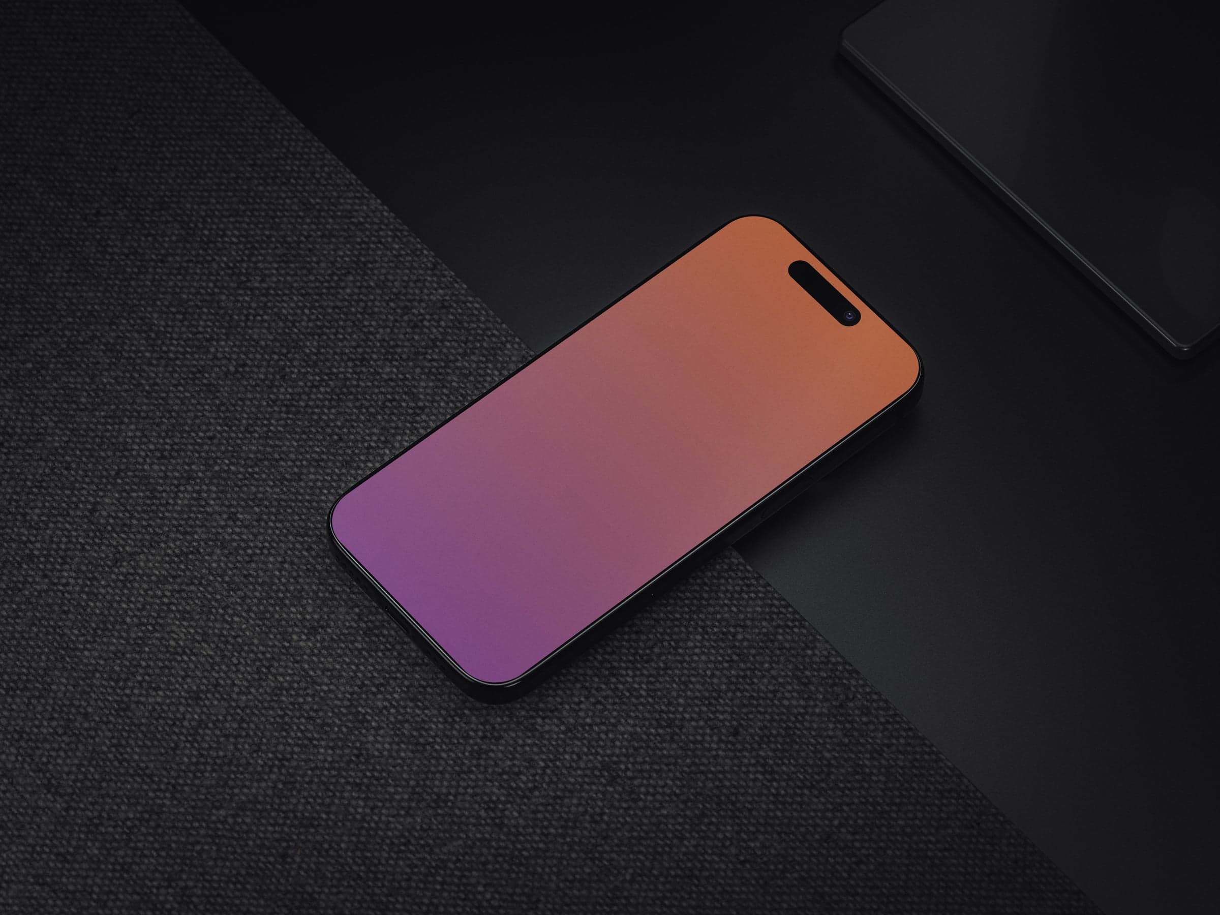 NOIR 01 iPhone lying on a dark textured surface mockup preview