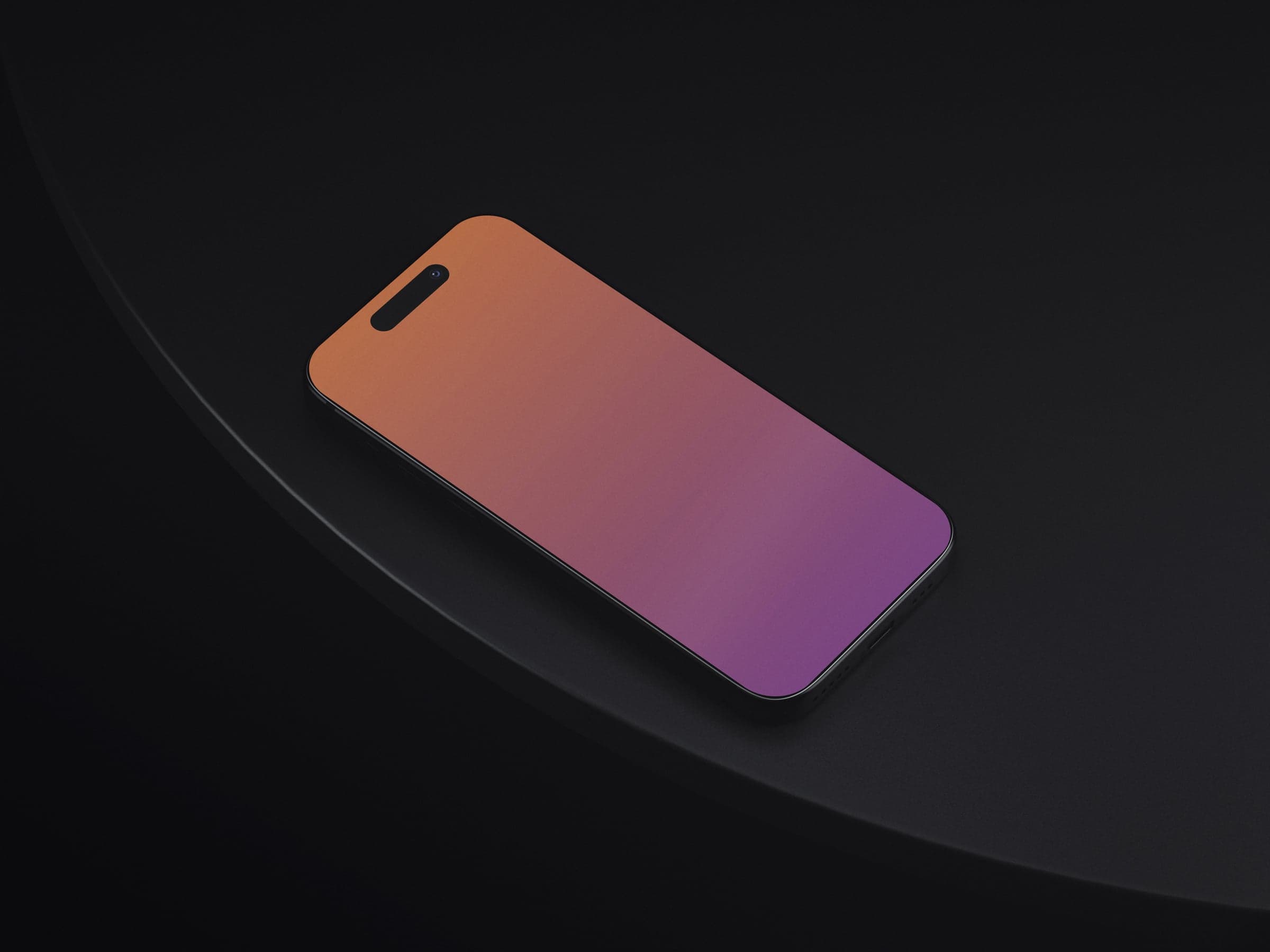 NOIR 02 iPhone angled on a dark rounded table mockup preview