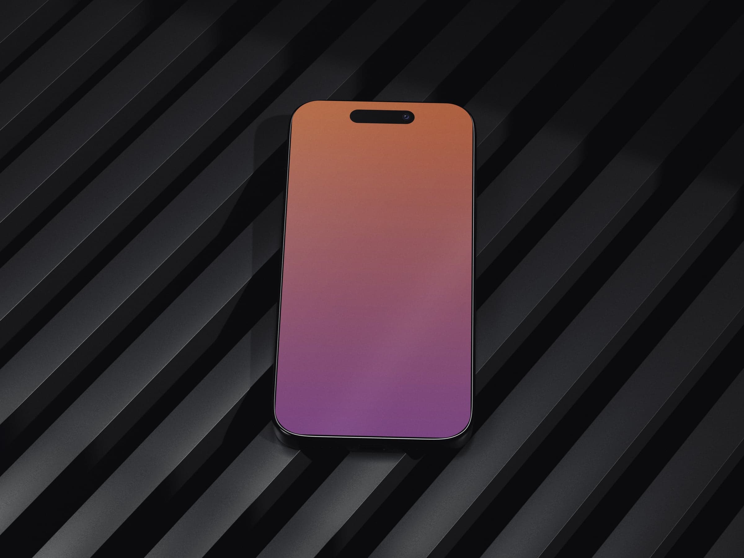 NOIR 03 iPhone flat lay on a ribbed dark surface mockup preview