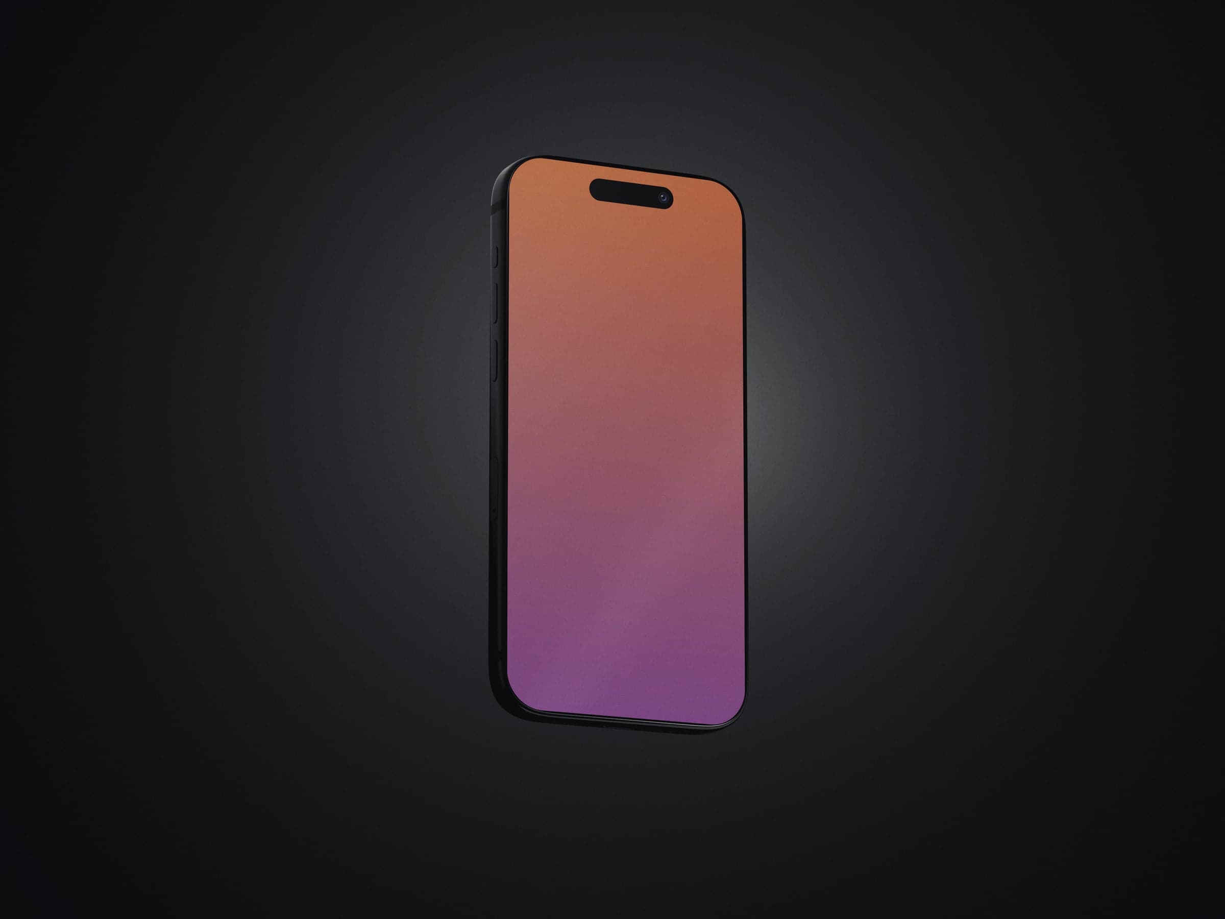 NOIR 05 iPhone floating in a dark studio spotlight mockup preview