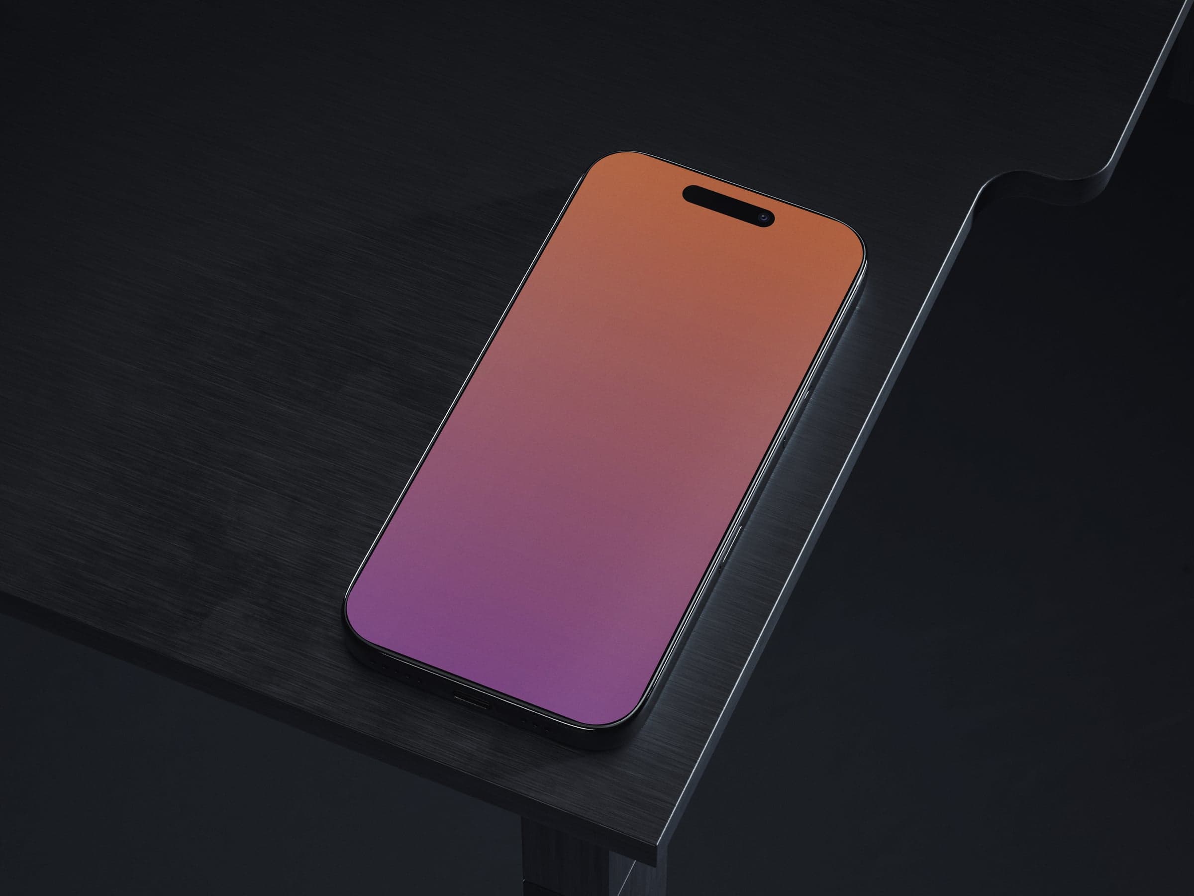 NOIR 07 iPhone on the edge of a dark desk mockup preview