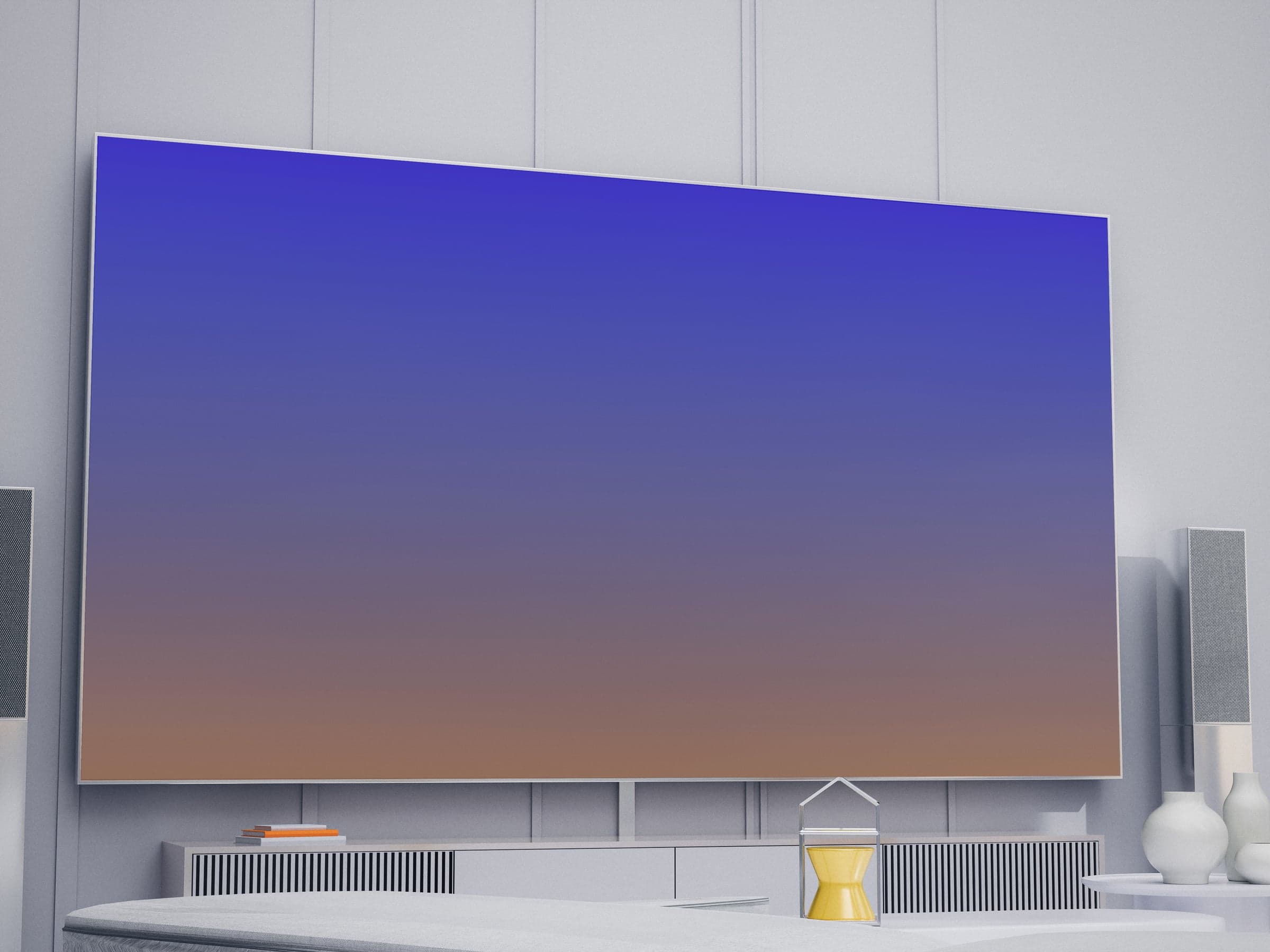 DYL 04 Wall-mounted TV in a bright minimal living room mockup preview