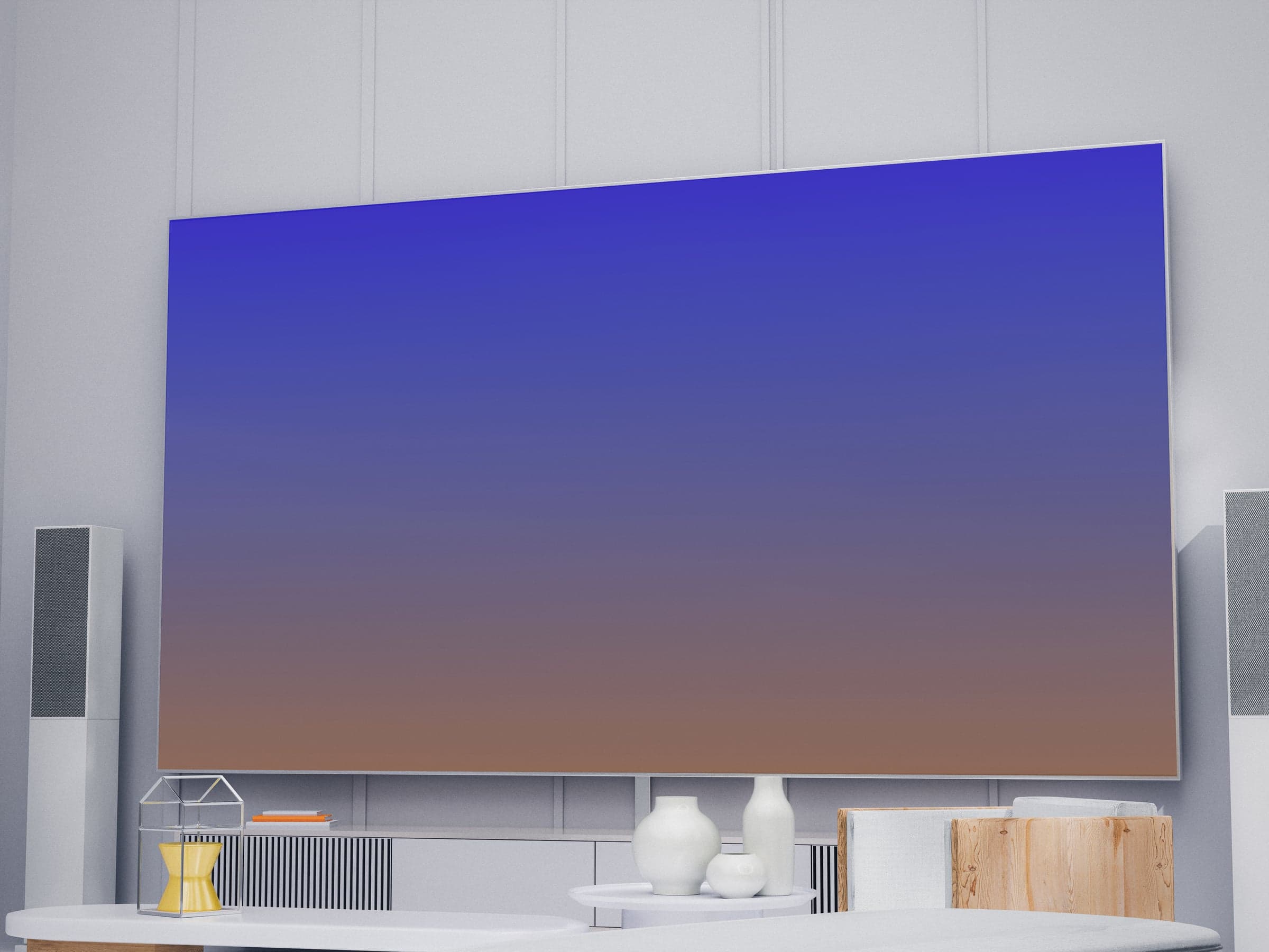 DYL 05 Large TV above a white sideboard with ceramics mockup preview